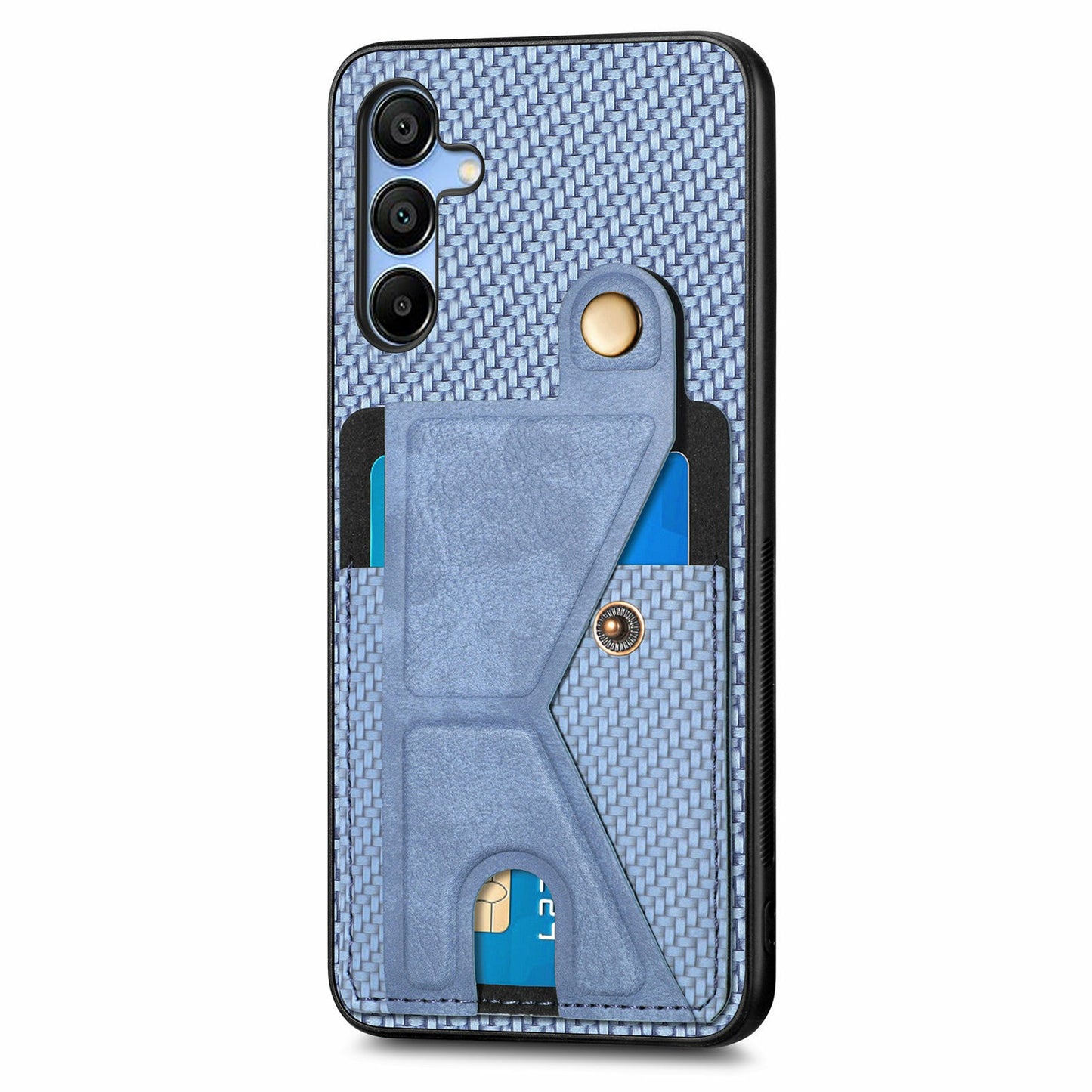 For Samsung Galaxy A16 5G / A16 4G Case K-Shaped Kickstand Leather+PC+TPU Phone Cover - Blue