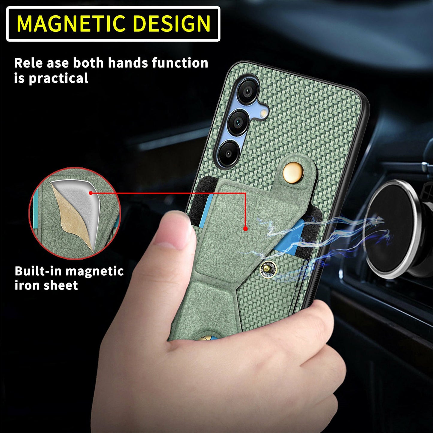 For Samsung Galaxy A16 5G / A16 4G Case K-Shaped Kickstand Leather+PC+TPU Phone Cover - Blue