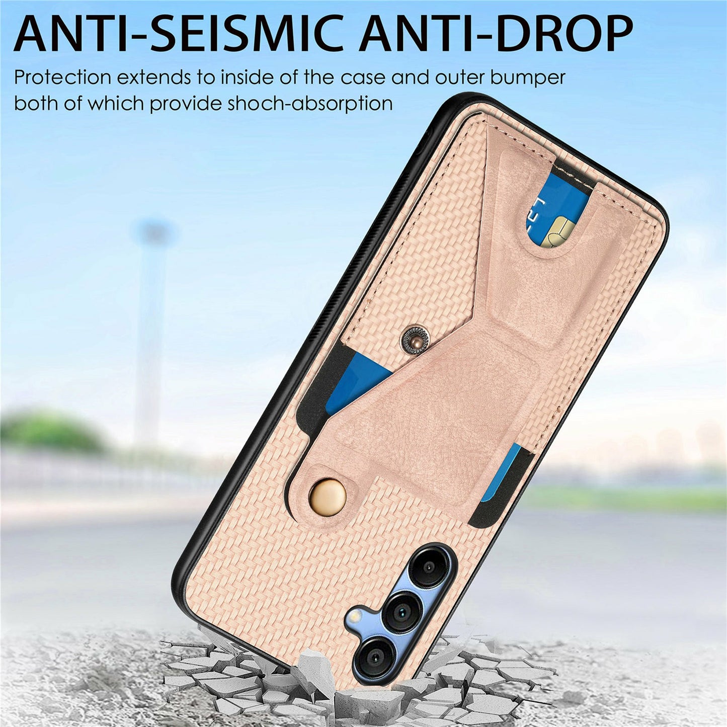 For Samsung Galaxy A16 5G / A16 4G Case K-Shaped Kickstand Leather+PC+TPU Phone Cover - Brown