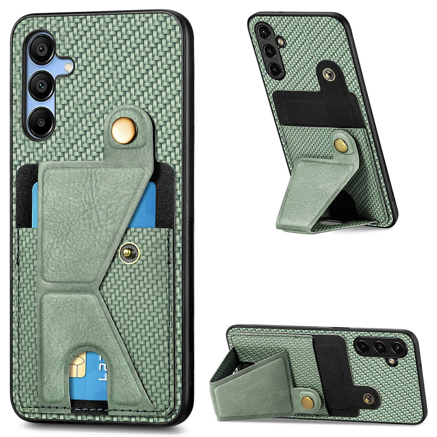 For Samsung Galaxy A16 5G / A16 4G Case K-Shaped Kickstand Leather+PC+TPU Phone Cover - Green