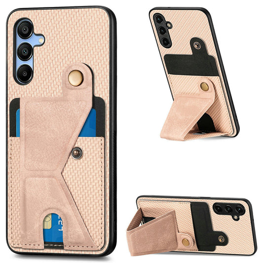 For Samsung Galaxy A16 5G / A16 4G Case K-Shaped Kickstand Leather+PC+TPU Phone Cover - Apricot