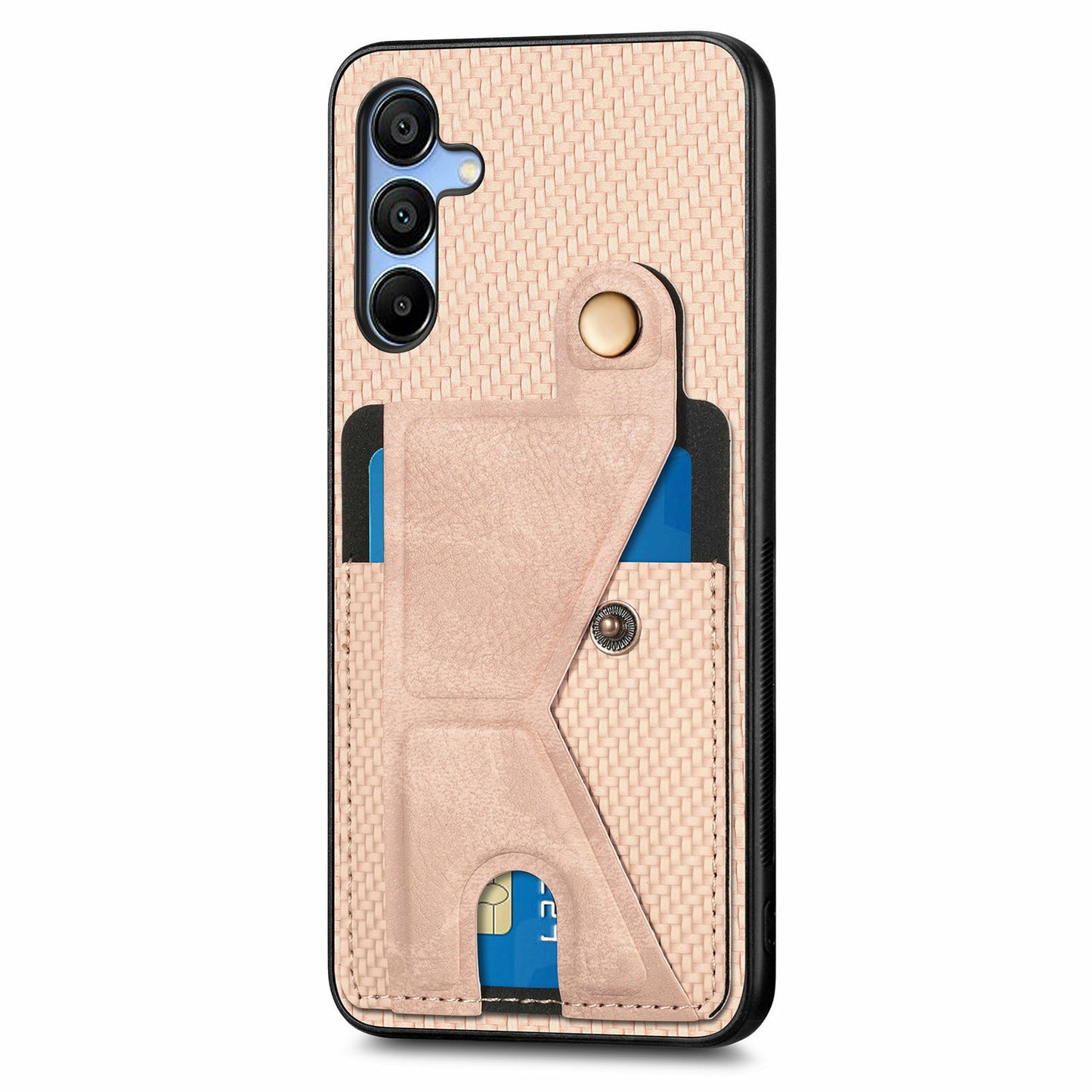 For Samsung Galaxy A16 5G / A16 4G Case K-Shaped Kickstand Leather+PC+TPU Phone Cover - Apricot