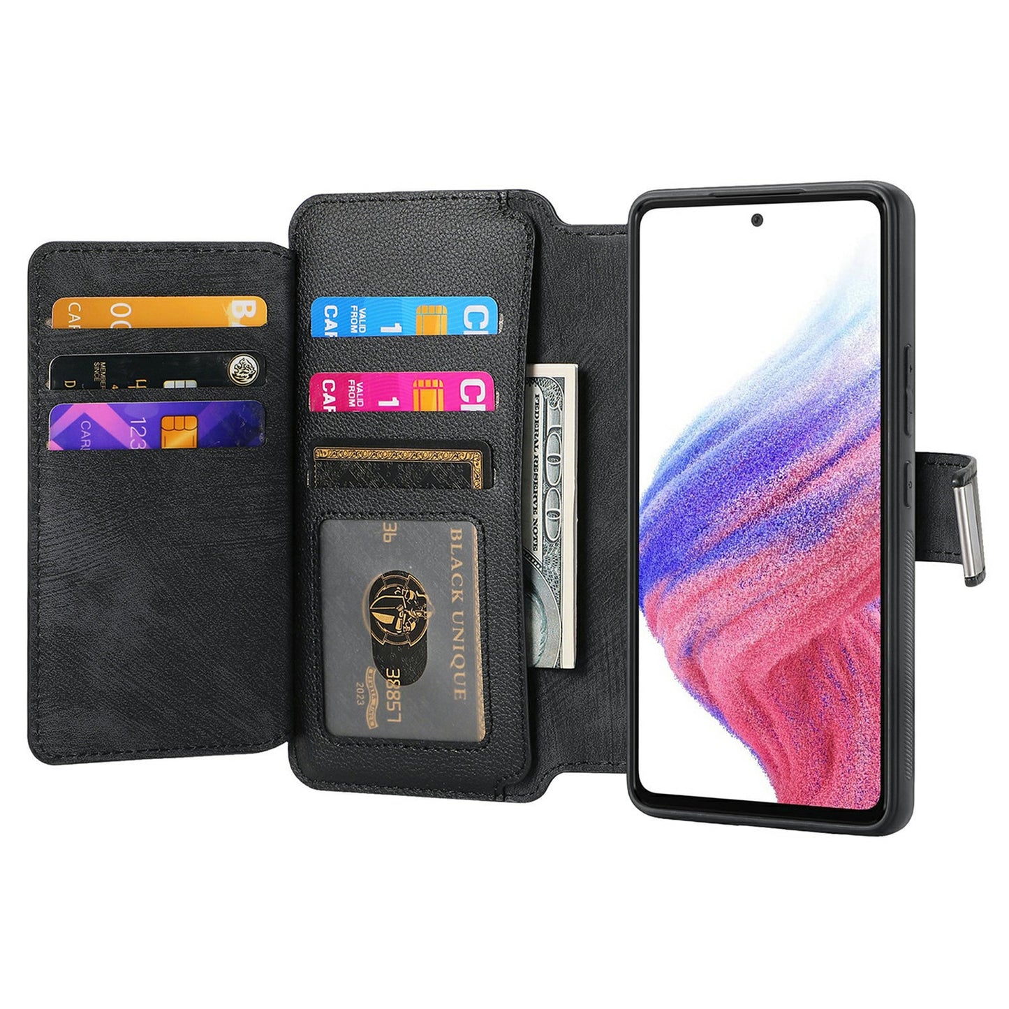CASENEO MW-02 For Samsung Galaxy A16 5G / A16 4G Case Detachable Magnetic Leather Flip Phone Cover - Black