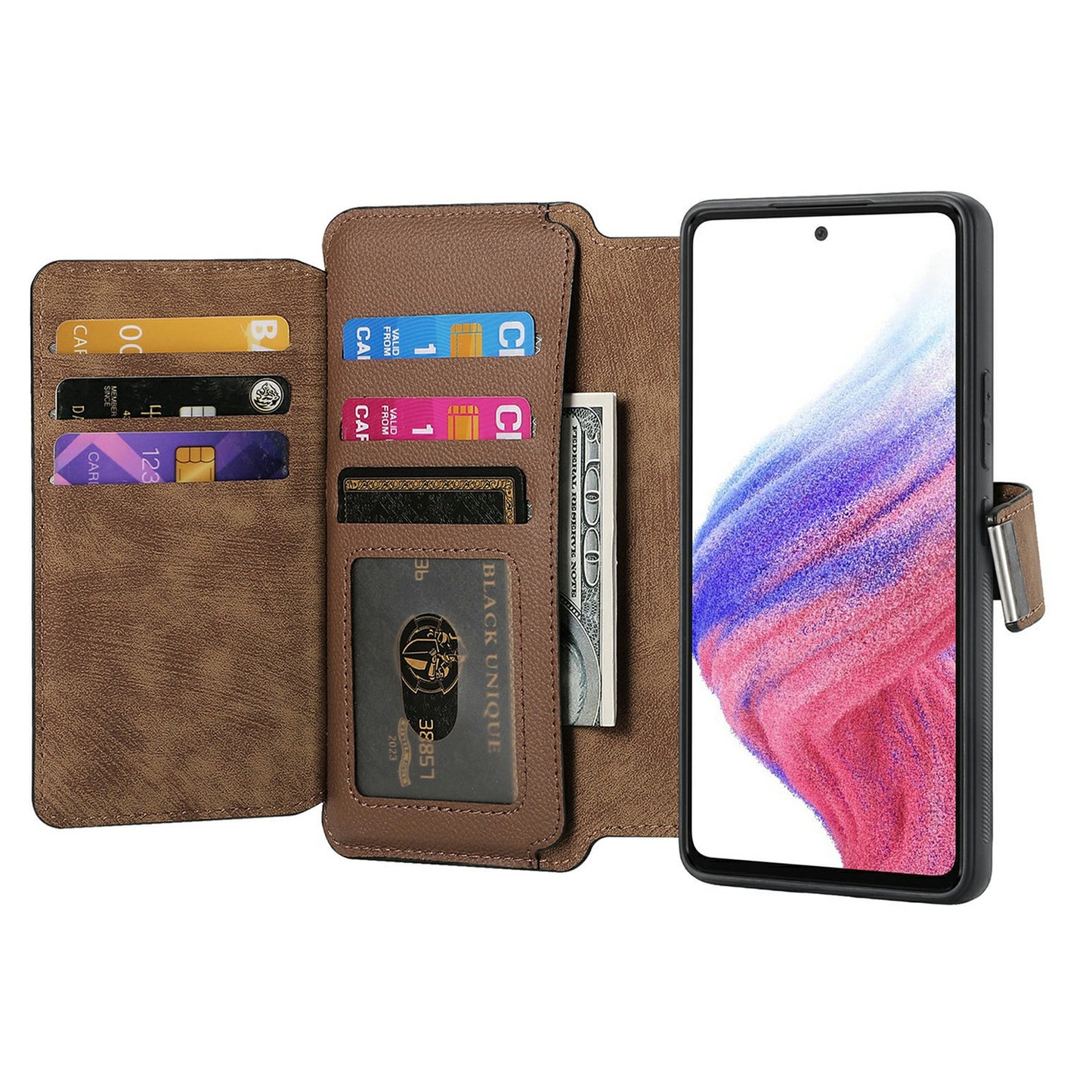 CASENEO MW-02 For Samsung Galaxy A16 5G / A16 4G Case Detachable Magnetic Leather Flip Phone Cover - Brown