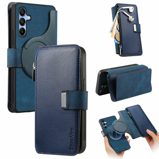CASENEO MW-02 For Samsung Galaxy A16 5G / A16 4G Case Detachable Magnetic Leather Flip Phone Cover - Dark Blue