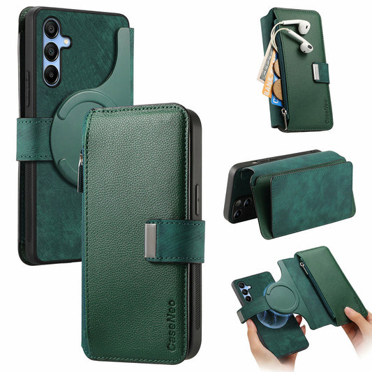 CASENEO MW-02 For Samsung Galaxy A16 5G / A16 4G Case Detachable Magnetic Leather Flip Phone Cover - Green