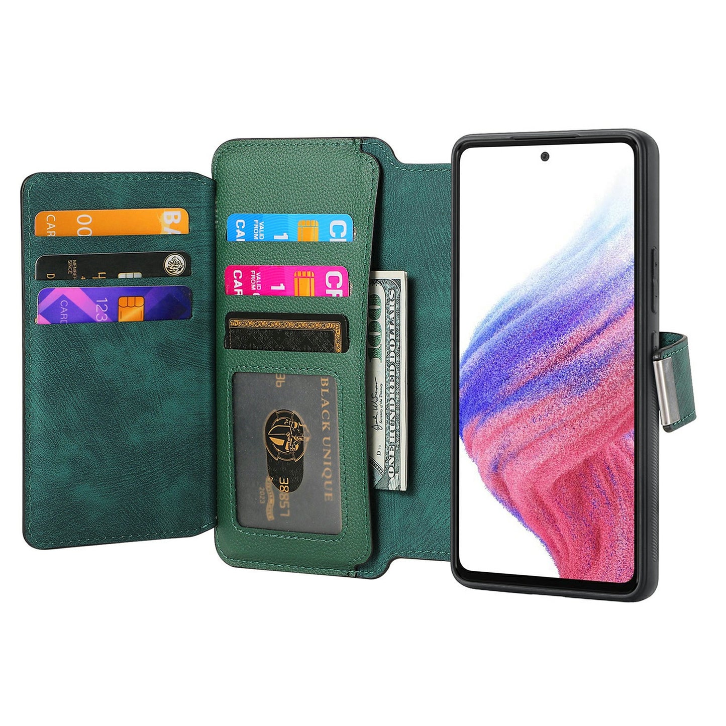 CASENEO MW-02 For Samsung Galaxy A16 5G / A16 4G Case Detachable Magnetic Leather Flip Phone Cover - Green