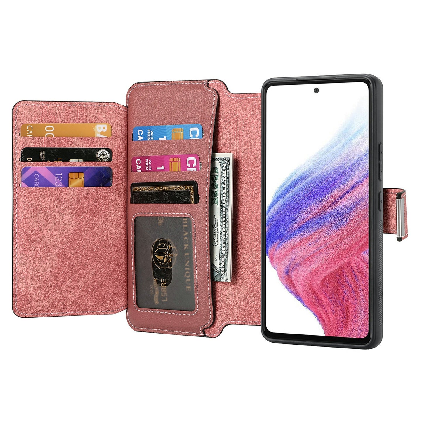 CASENEO MW-02 For Samsung Galaxy A16 5G / A16 4G Case Detachable Magnetic Leather Flip Phone Cover - Pink