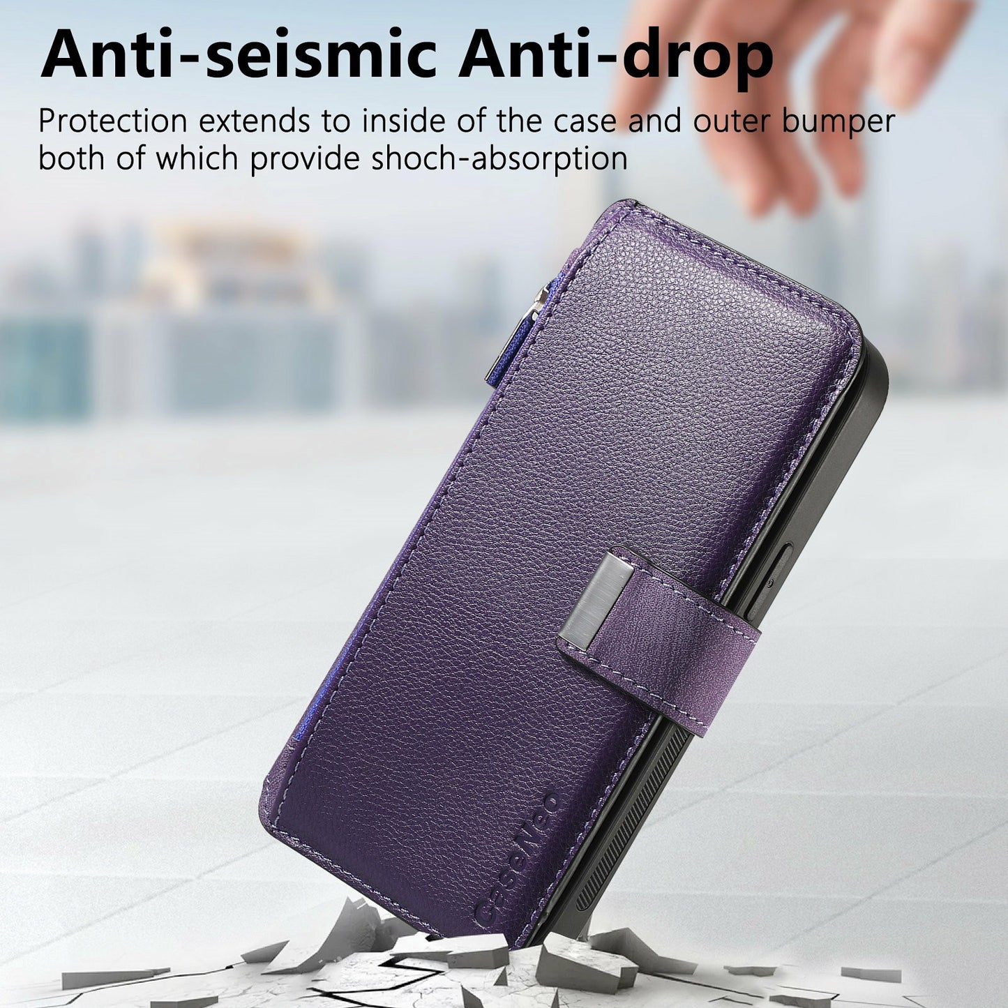 CASENEO MW-02 For Samsung Galaxy A16 5G / A16 4G Case Detachable Magnetic Leather Flip Phone Cover - Purple