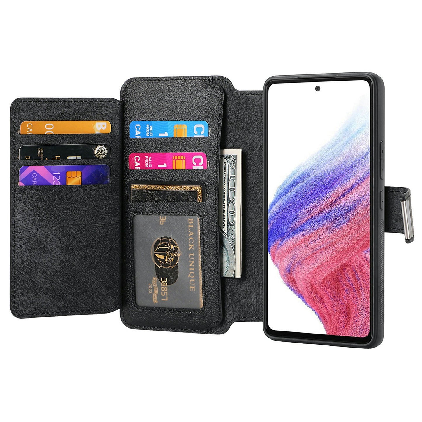CASENEO MW-02 For Samsung Galaxy A06 Case Detachable Magnetic Leather Flip Phone Cover - Black