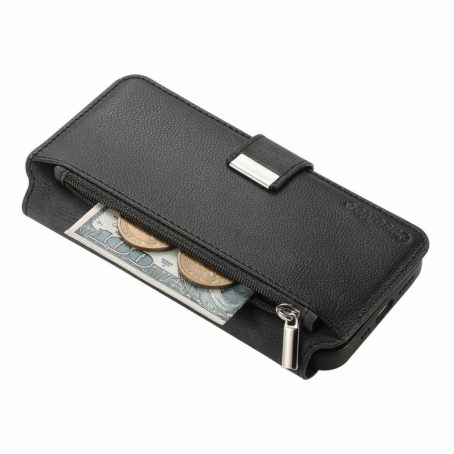 CASENEO MW-02 For Samsung Galaxy A06 Case Detachable Magnetic Leather Flip Phone Cover - Black