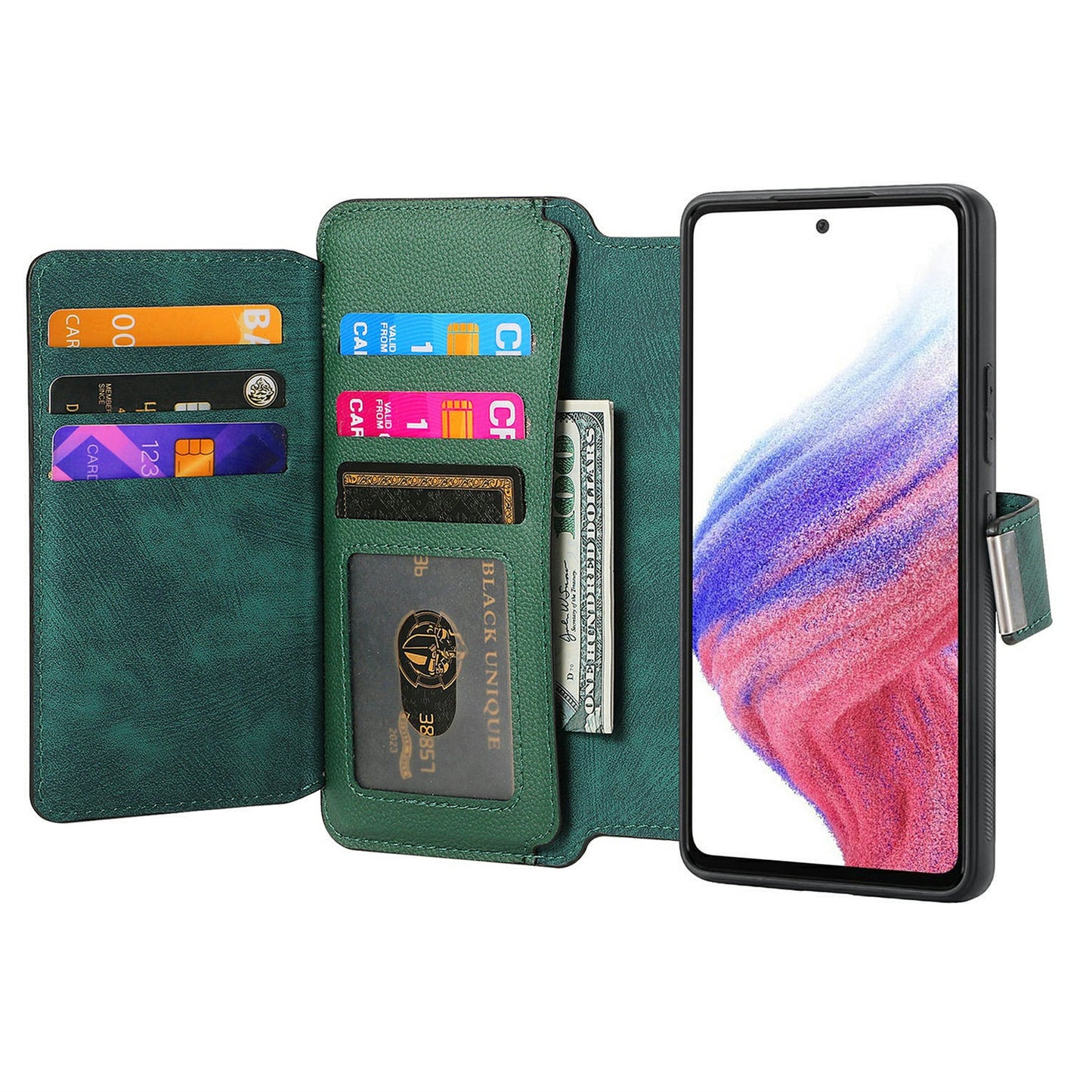 CASENEO MW-02 For Samsung Galaxy A06 Case Detachable Magnetic Leather Flip Phone Cover - Green