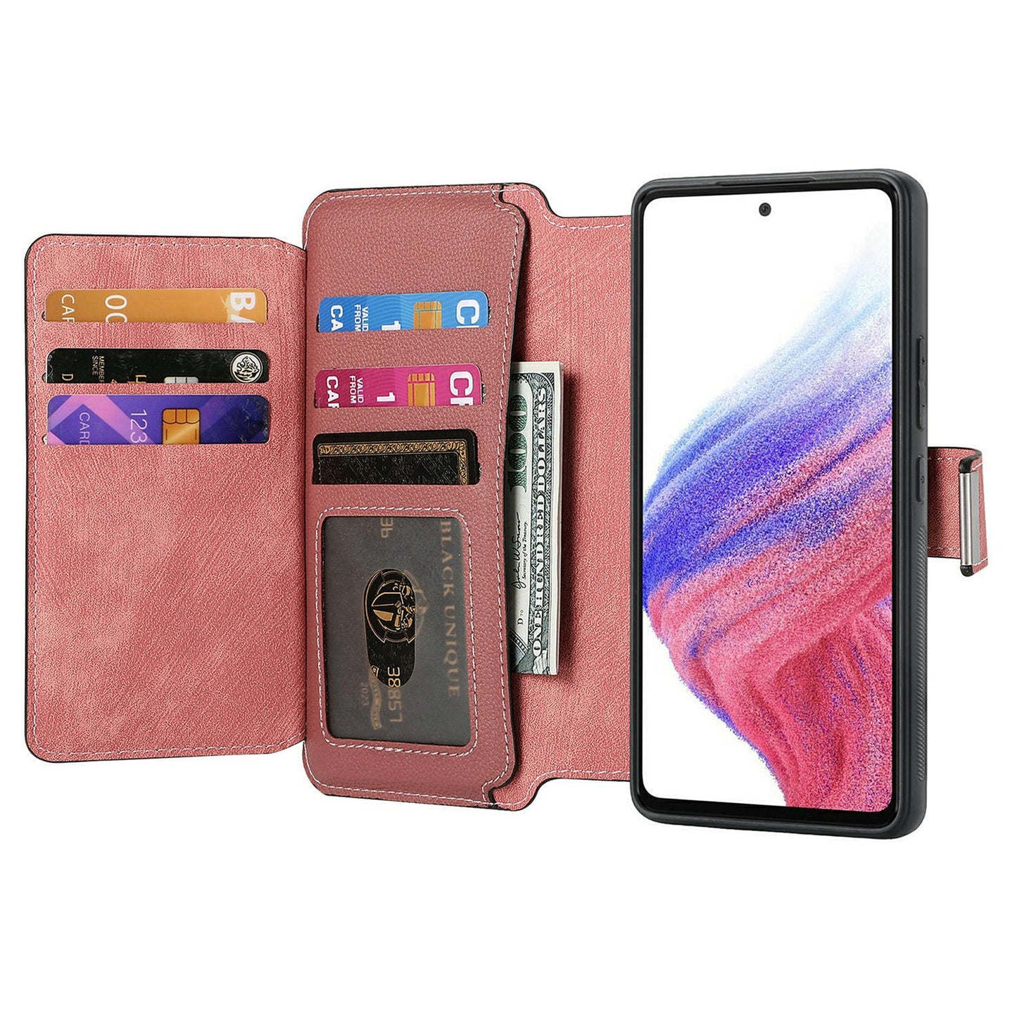 CASENEO MW-02 For Samsung Galaxy A06 Case Detachable Magnetic Leather Flip Phone Cover - Pink