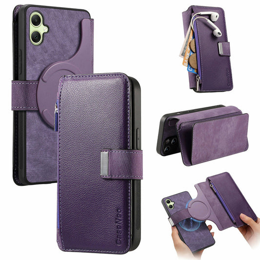 CASENEO MW-02 For Samsung Galaxy A06 Case Detachable Magnetic Leather Flip Phone Cover - Purple