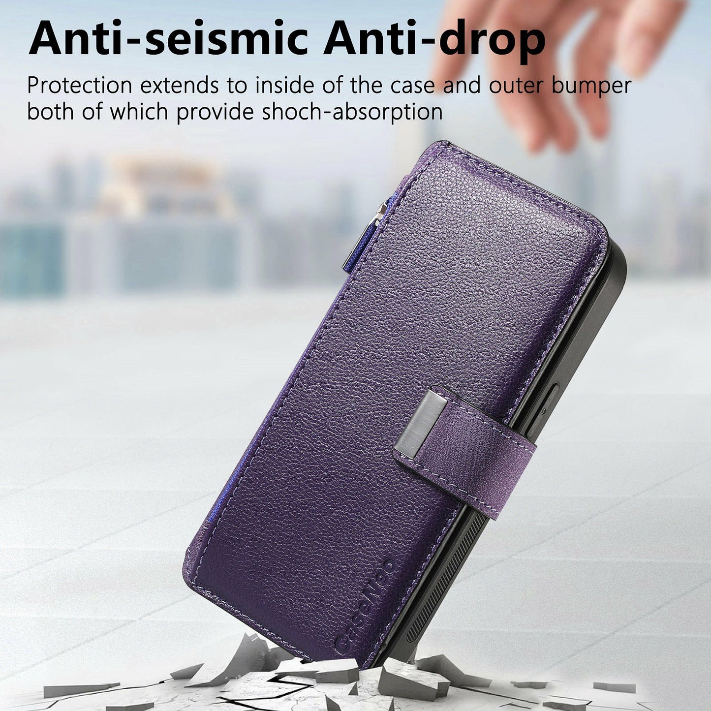 CASENEO MW-02 For Samsung Galaxy A06 Case Detachable Magnetic Leather Flip Phone Cover - Purple