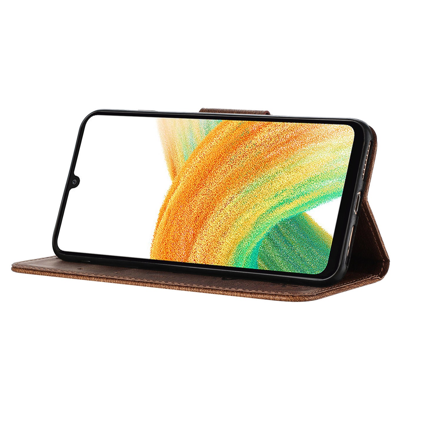 For Samsung Galaxy A16 5G / A16 4G Case Butterflies Flower Leather Wallet Flip Phone Cover - Brown