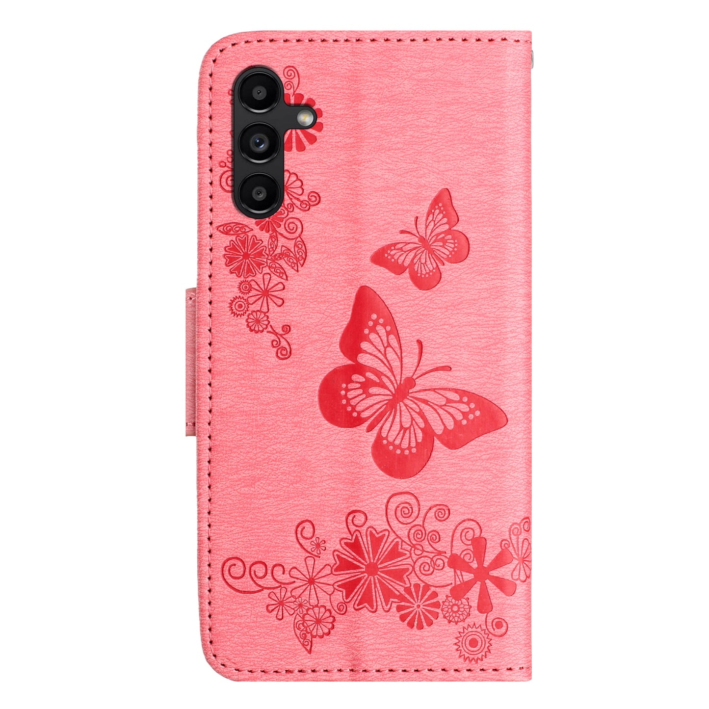 For Samsung Galaxy A16 5G / A16 4G Case Butterflies Flower Leather Wallet Flip Phone Cover - Pink