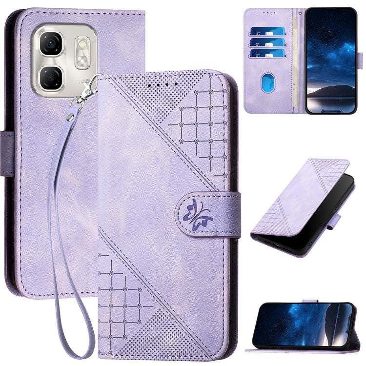 YX0080 For Infinix Hot 50i 5G  / Smart 9 4G Case Butterfly Imprint Leather Wallet Phone Cover - Light Purple