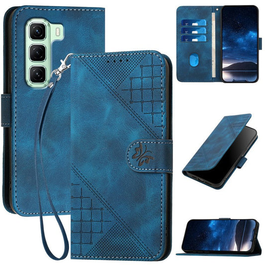 YX0080 For Infinix Hot 50 4G Case Butterfly Imprint Leather Wallet Phone Cover - Sapphire