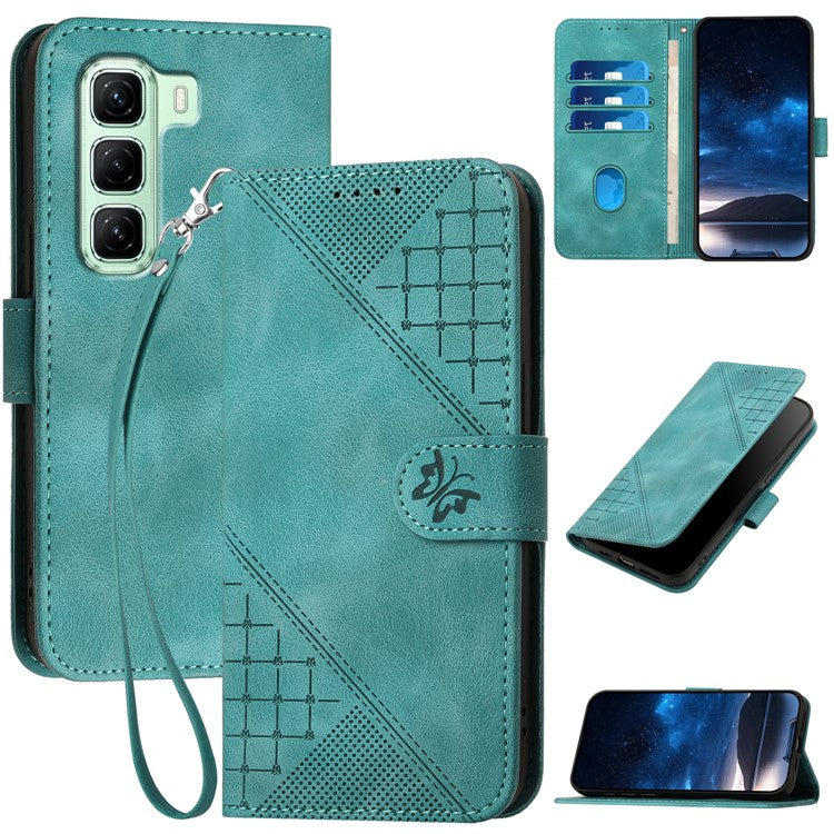 YX0080 For Infinix Hot 50 5G Case Butterfly Imprint Leather Wallet Phone Cover - Baby Blue
