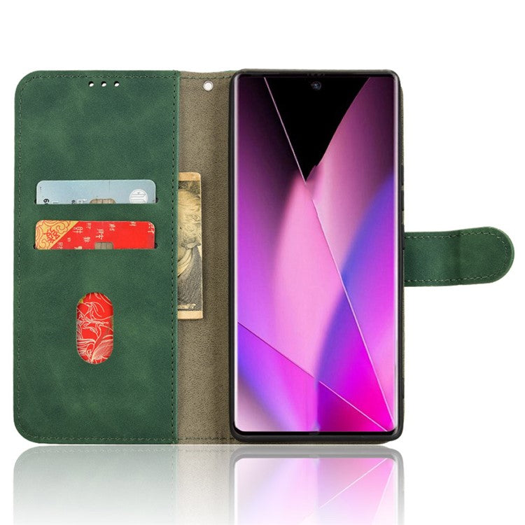 For Infinix Zero 40 5G Leather Case Skin-Feel Anti-Drop Wallet Flip Phone Cover - Green