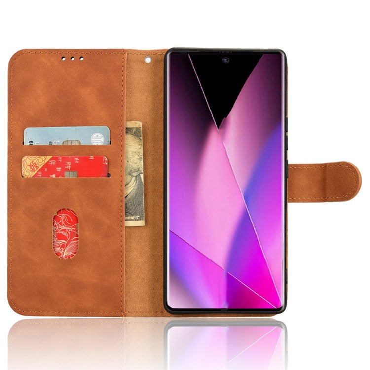 For Infinix Zero 40 5G Leather Case Skin-Feel Anti-Drop Wallet Flip Phone Cover - Brown