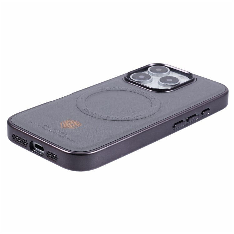 KIGC For iPhone 16 Pro Case Compatible with MagSafe PC+TPU+PU Electroplating Phone Cover - Grey