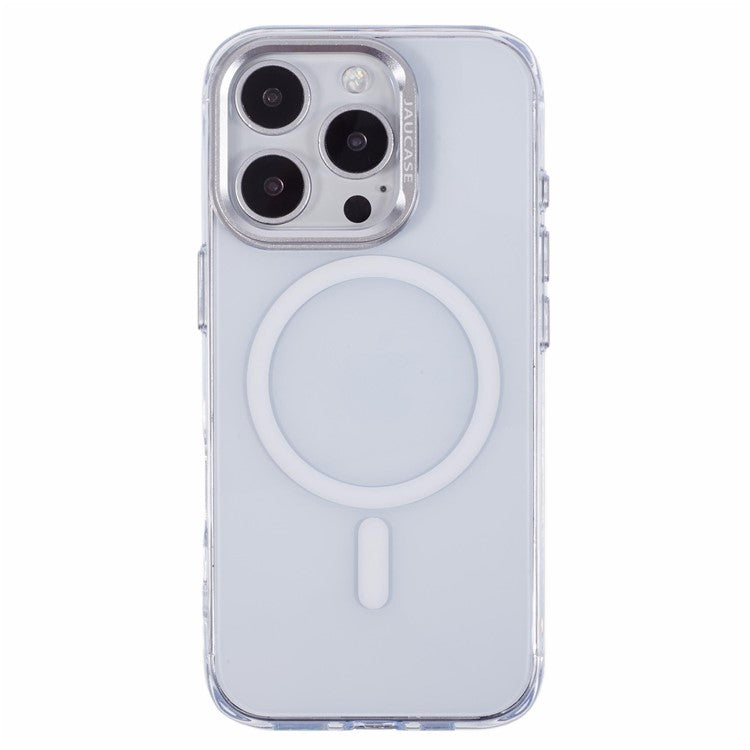 JAUCASE For iPhone 16 Pro Clear Case Compatible with MagSafe Lens Frame Kickstand PC+TPU Phone Cover - Transparent