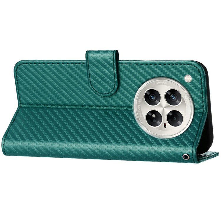 YX0070 For Infinix Zero 40 4G / 5G Wallet Case Carbon Fiber Texture Leather Cell Accessories Phone Cover - Blackish Green