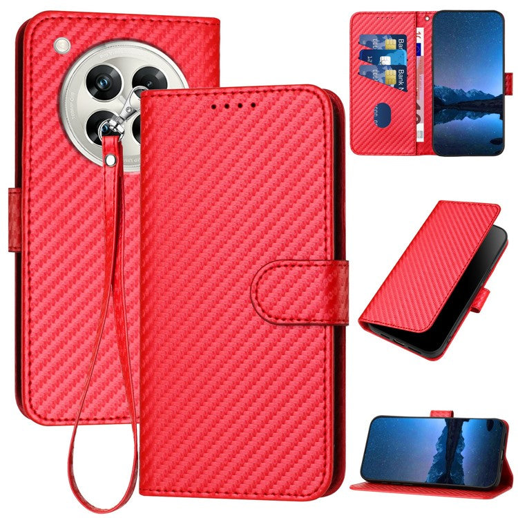 YX0070 For Infinix Zero 40 4G / 5G Wallet Case Carbon Fiber Texture Leather Cell Accessories Phone Cover - Red