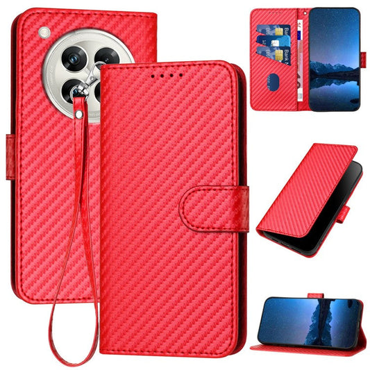 YX0070 For Infinix Zero 40 4G / 5G Wallet Case Carbon Fiber Texture Leather Cell Accessories Phone Cover - Red