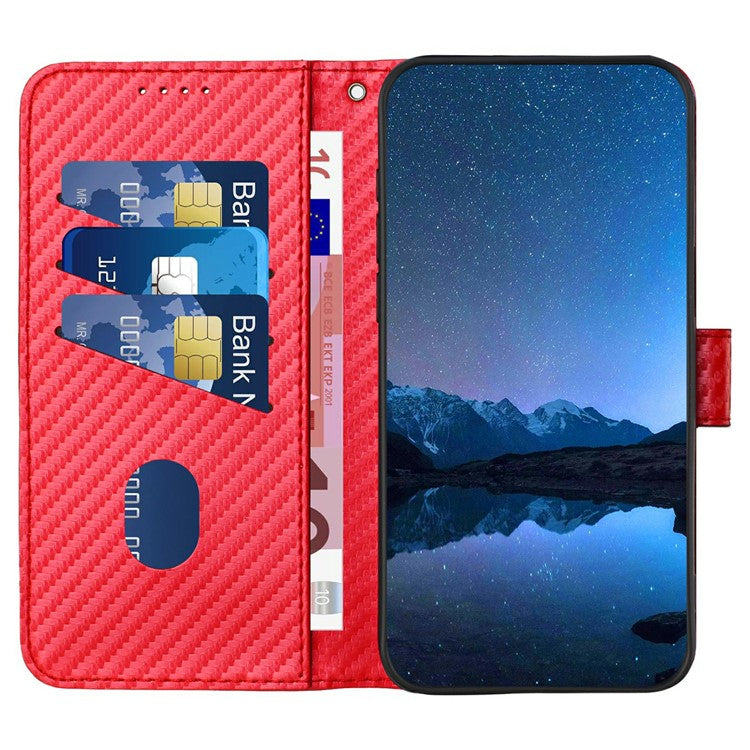 YX0070 For Infinix Zero 40 4G / 5G Wallet Case Carbon Fiber Texture Leather Cell Accessories Phone Cover - Red