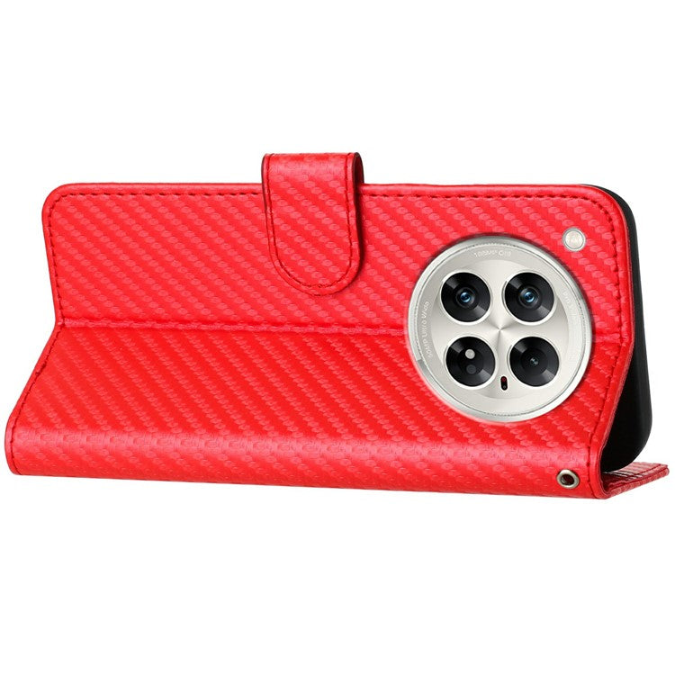 YX0070 For Infinix Zero 40 4G / 5G Wallet Case Carbon Fiber Texture Leather Cell Accessories Phone Cover - Red