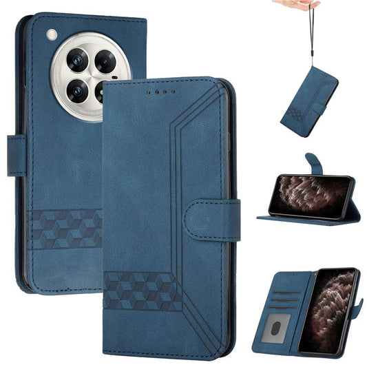 YX0010 Series for Infinix Zero 40 4G / 5G Wallet Case Rhombus Lines Leather Phone Cover - Sapphire
