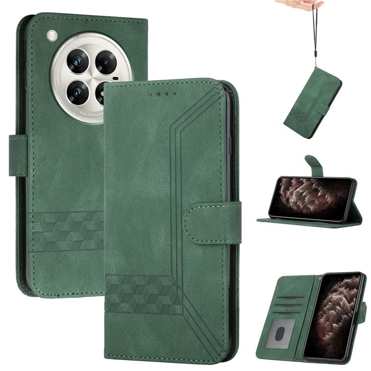 YX0010 Series for Infinix Zero 40 4G / 5G Wallet Case Rhombus Lines Leather Phone Cover - Blackish Green