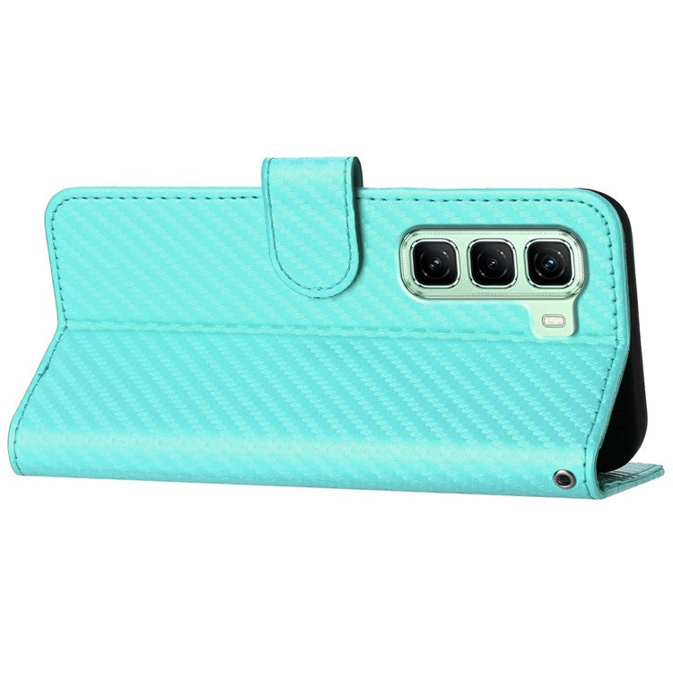YX0070 For Infinix Hot 50 4G Wallet Case Carbon Fiber Texture Leather Cell Accessories Phone Cover - Baby Blue