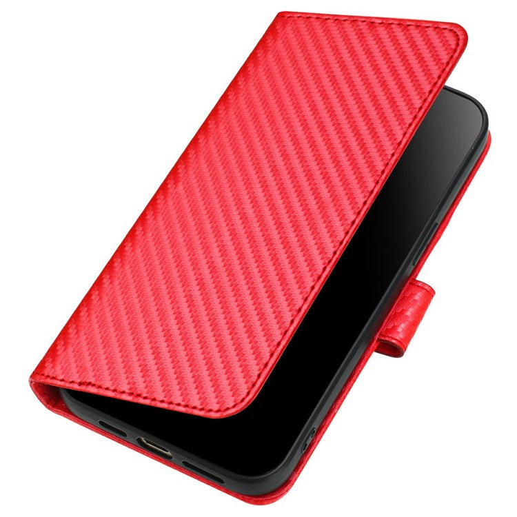 YX0070 For Infinix Hot 50 4G Wallet Case Carbon Fiber Texture Leather Cell Accessories Phone Cover - Red