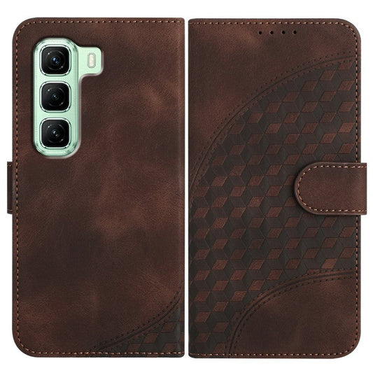 YX0060 For Infinix Hot 50 4G Case Elephant Head Pattern Leather Phone Cover - Coffee