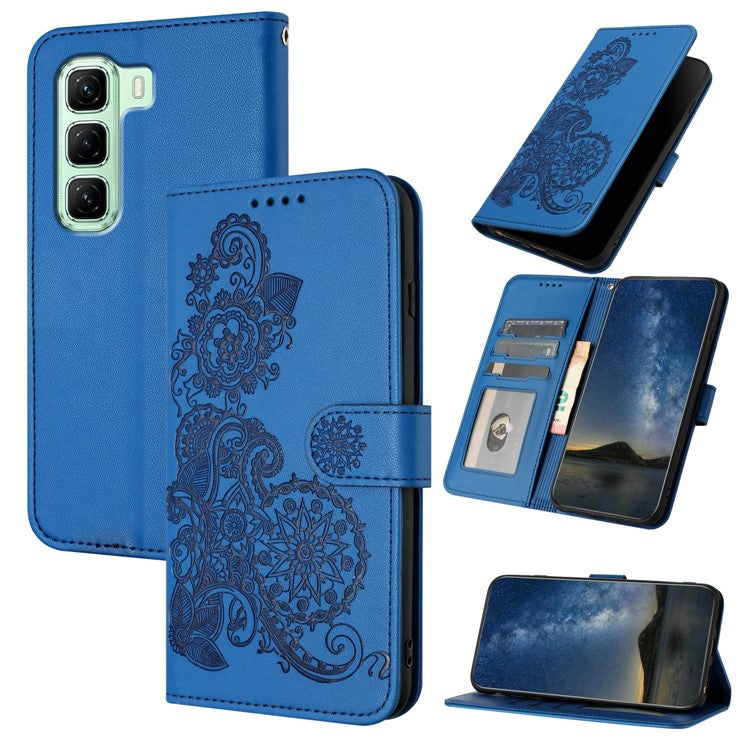 YX0050 For Infinix Hot 50 4G Case Mandala Flower Leather Wallet Phone Cover - Sapphire