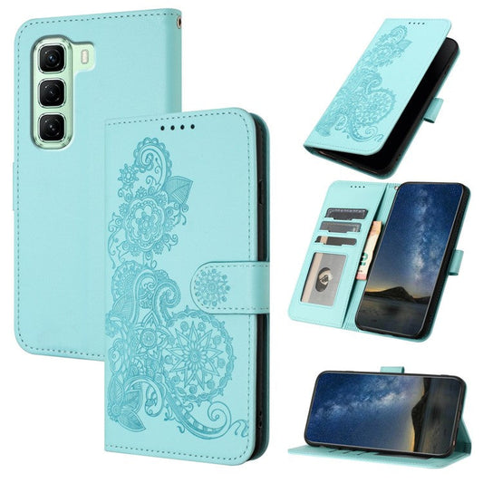 YX0050 For Infinix Hot 50 4G Case Mandala Flower Leather Wallet Phone Cover - Baby Blue