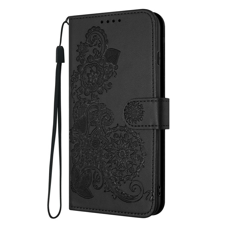 YX0050 For Infinix Hot 50 4G Case Mandala Flower Leather Wallet Phone Cover - Black