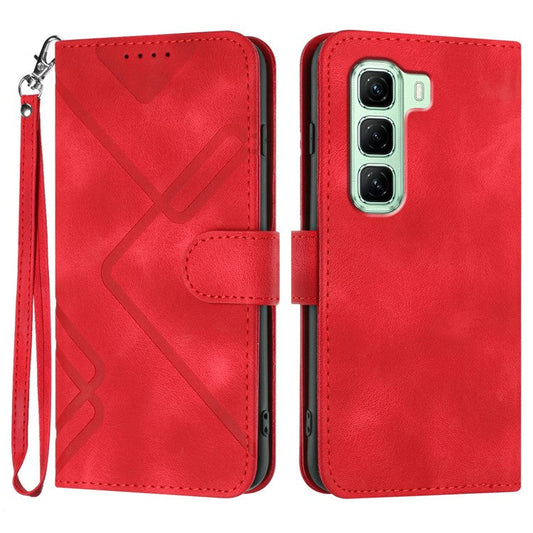 YX0040 For Infinix Hot 50 4G Case Leather Phone Cover Geometry Pattern - Red
