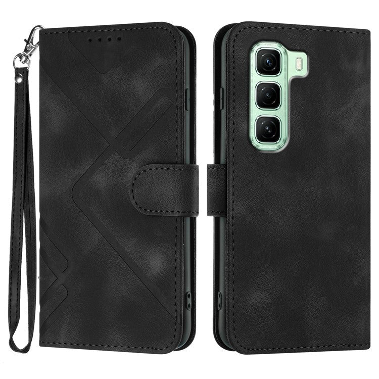 YX0040 For Infinix Hot 50 4G Case Leather Phone Cover Geometry Pattern - Black