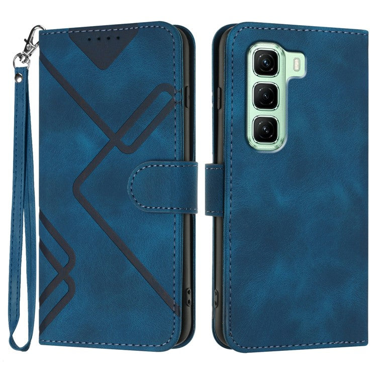 YX0040 For Infinix Hot 50 4G Case Leather Phone Cover Geometry Pattern - Sapphire