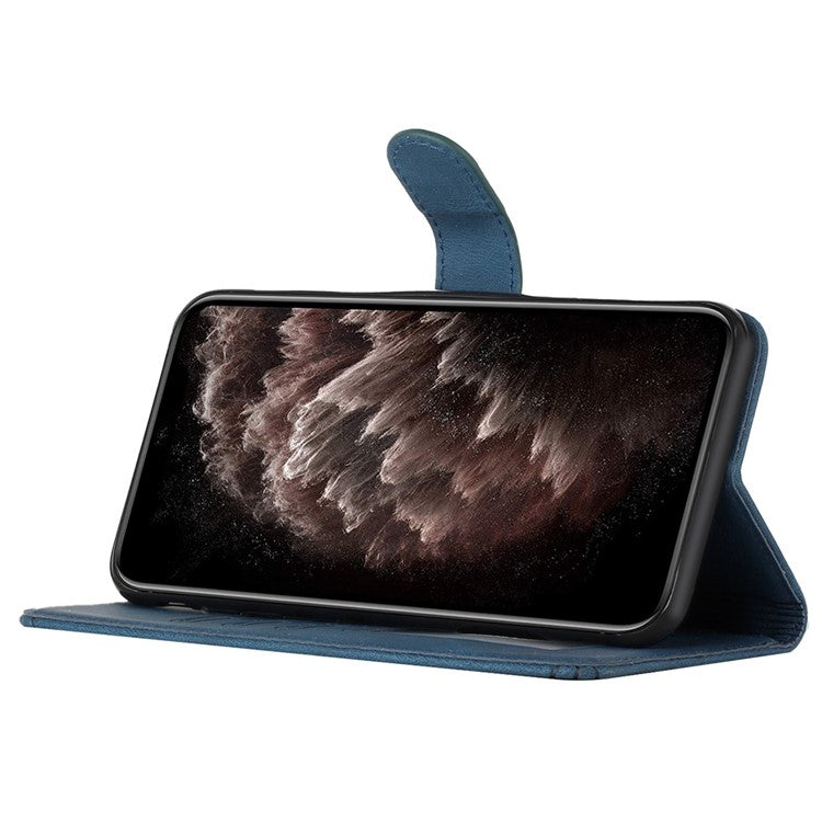 YX0010 Series for Infinix Hot 50 4G Wallet Case Rhombus Lines Leather Phone Cover - Sapphire