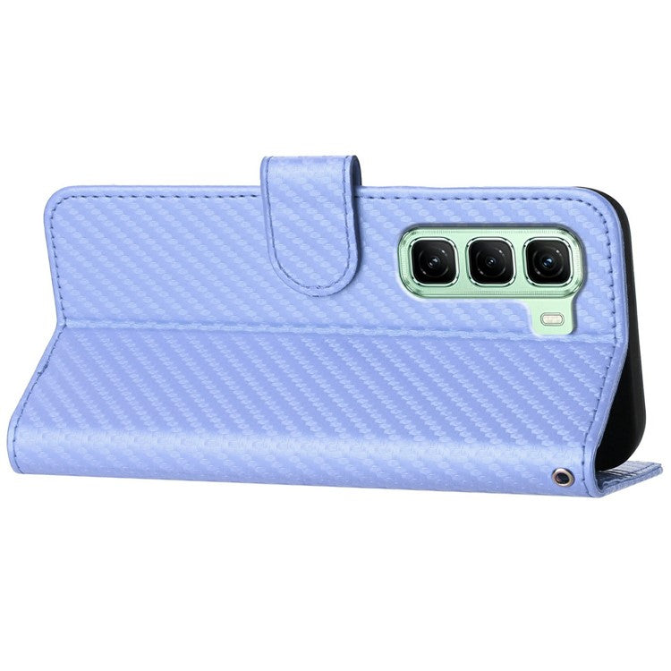 YX0070 For Infinix Hot 50 5G Wallet Case Carbon Fiber Texture Leather Cell Accessories Phone Cover - Light Purple