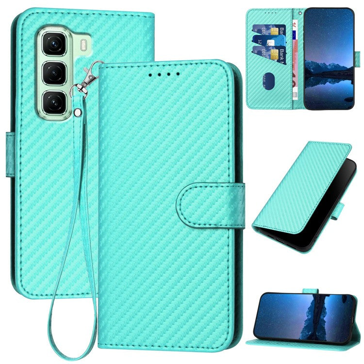 YX0070 For Infinix Hot 50 5G Wallet Case Carbon Fiber Texture Leather Cell Accessories Phone Cover - Baby Blue