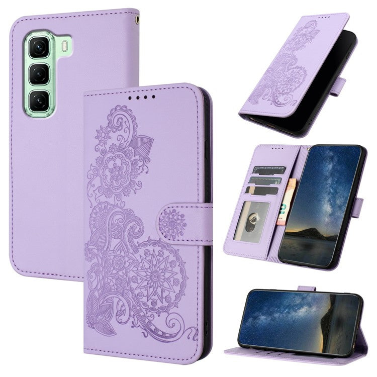 YX0050 For Infinix Hot 50 5G Case Mandala Flower Leather Wallet Phone Cover - Purple