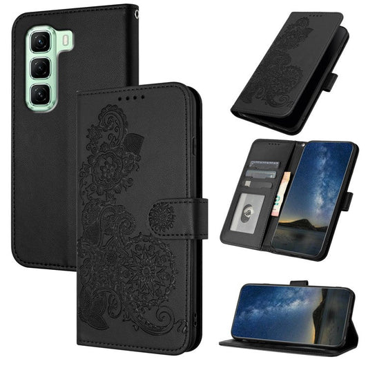YX0050 For Infinix Hot 50 5G Case Mandala Flower Leather Wallet Phone Cover - Black