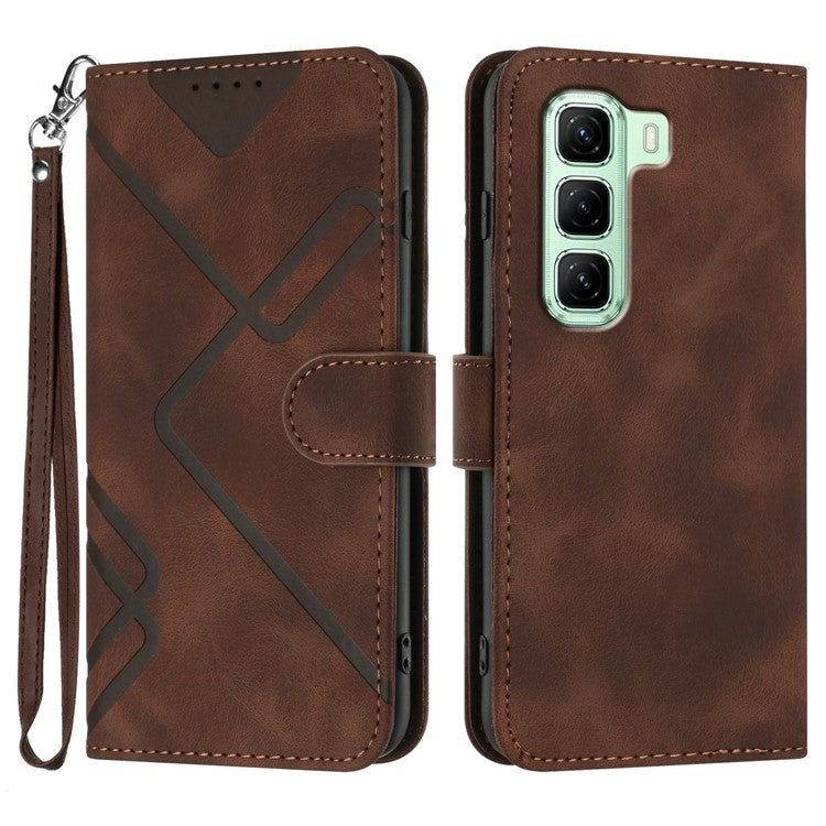 YX0040 For Infinix Hot 50 5G Case Leather Phone Cover Geometry Pattern - Coffee